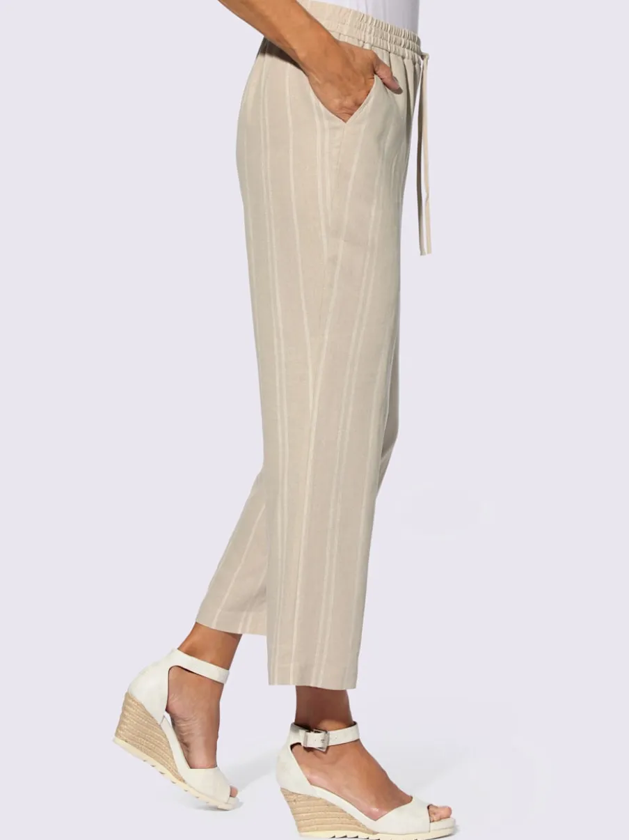 Pantalons larges avec rayures jacquard en lin léger