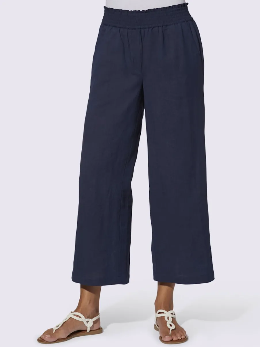 Pantalons larges en lin avec ceinture élastique confortable