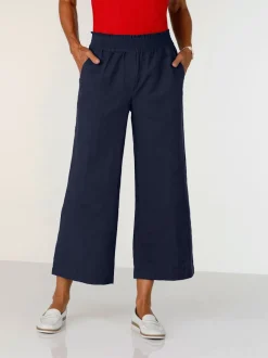 Pantalons larges en lin avec ceinture élastique confortable