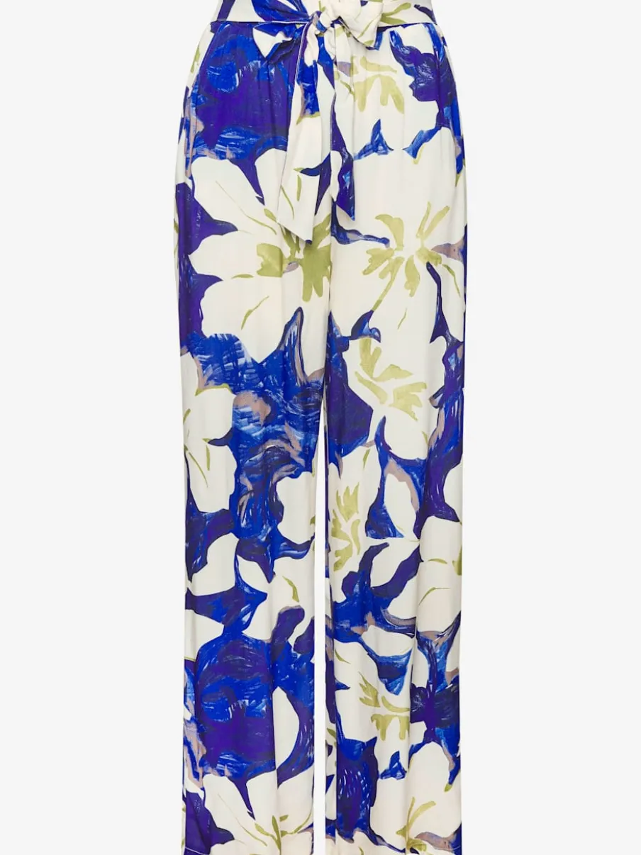 Pantalons élastiques avec ceinture à nouer et imprimé
