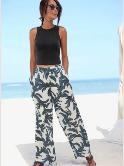 Pantalons légers à ceinture lisse avec poches fendues