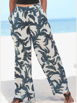 Pantalons légers à ceinture lisse avec poches fendues