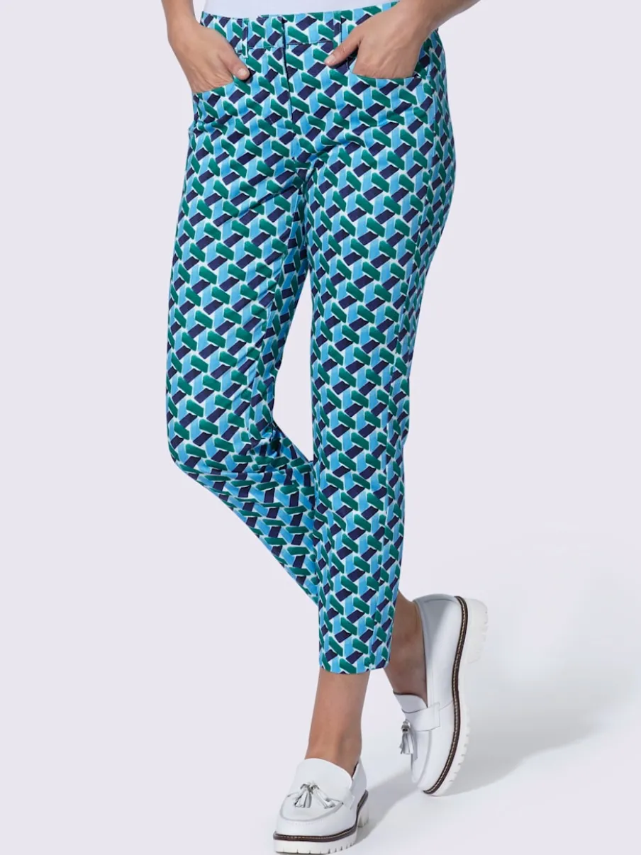 Pantalon slim avec poches et motif géométrique