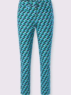 Pantalon slim avec poches et motif géométrique