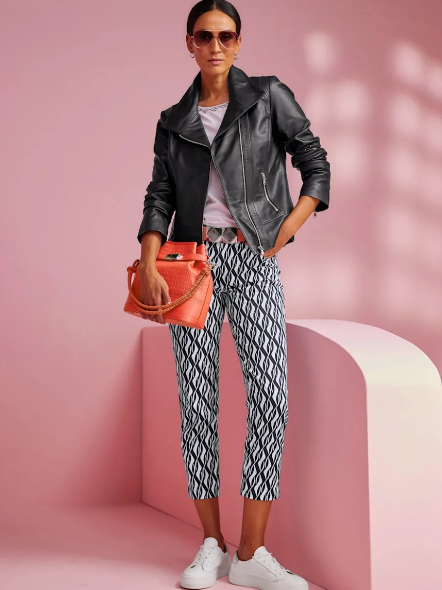 Pantalon slim fit imprimé graphique longueur 7/8