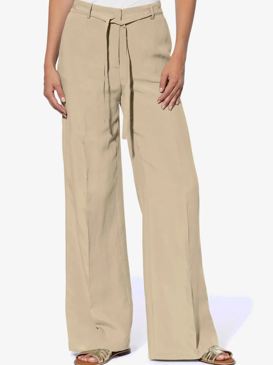 Pantalons Marlène amples en lin avec poches latérales