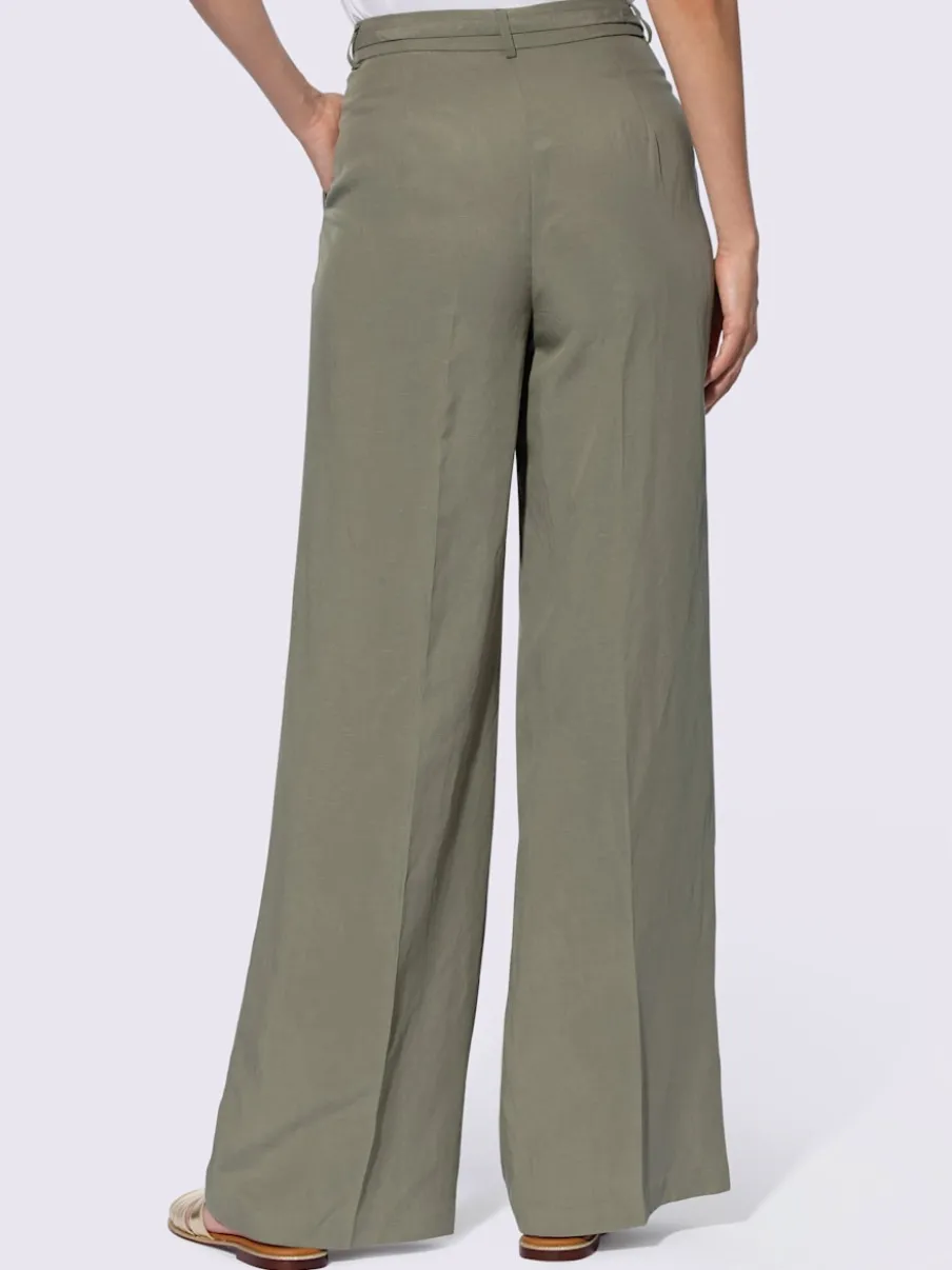 Pantalons Marlène amples en lin avec poches latérales