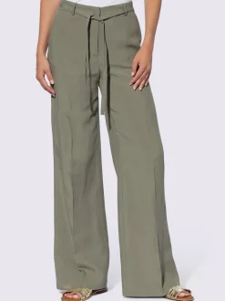 Pantalons Marlène amples en lin avec poches latérales