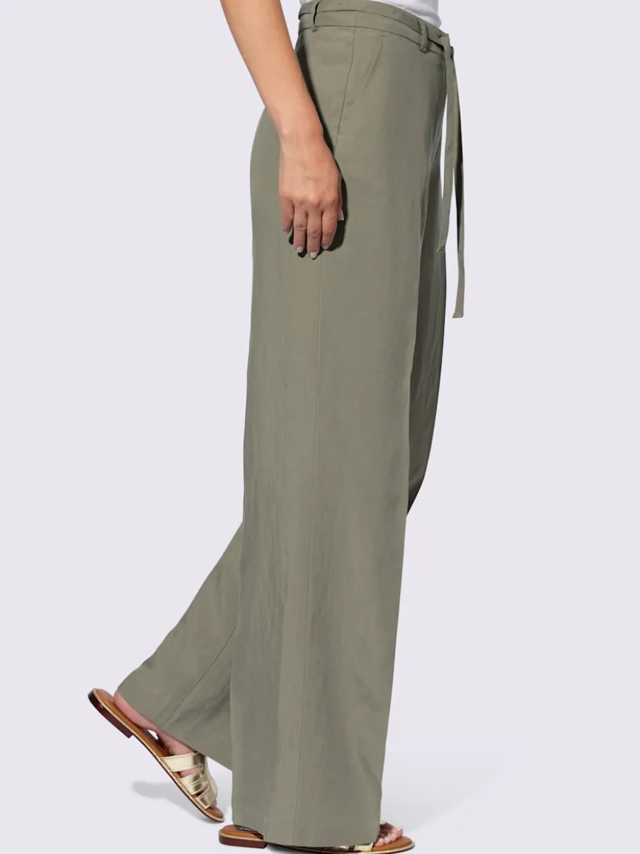 Pantalons Marlène amples en lin avec poches latérales