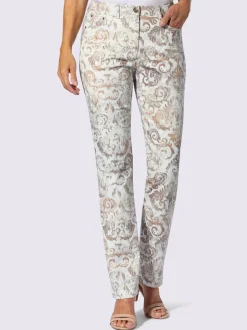 Pantalons à motif décoratif en satin de coton