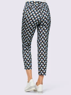 Pantalons 7/8 motifs graphiques fausses poches structurantes coton