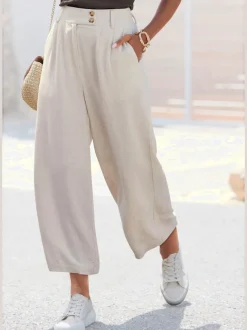 Pantalons palazzo avec élastique et poches latérales