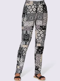 Pantalons patchwork légers avec taille élastiquée et poches