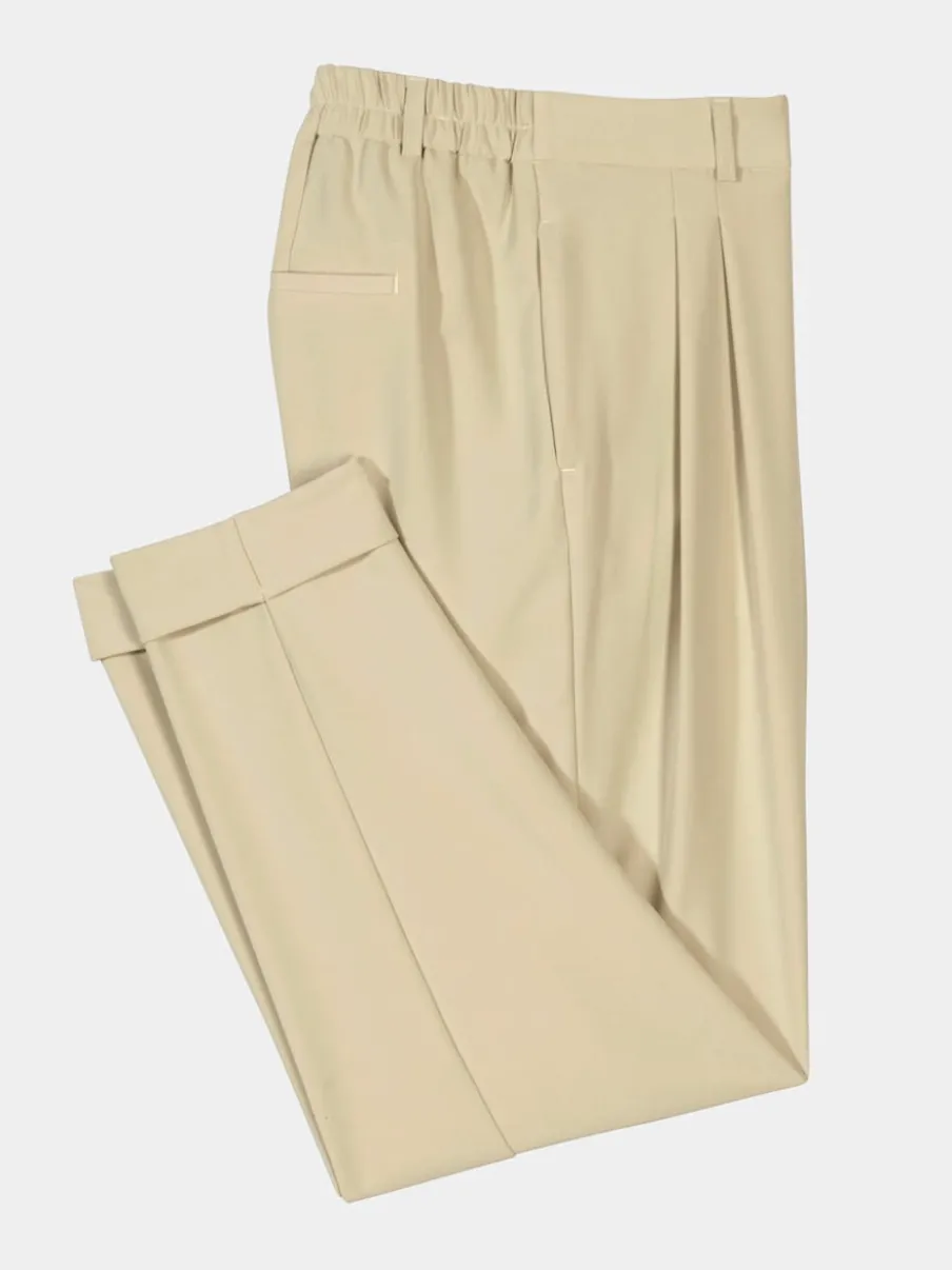 Pantalons à pinces avec ceinture élastique et poches