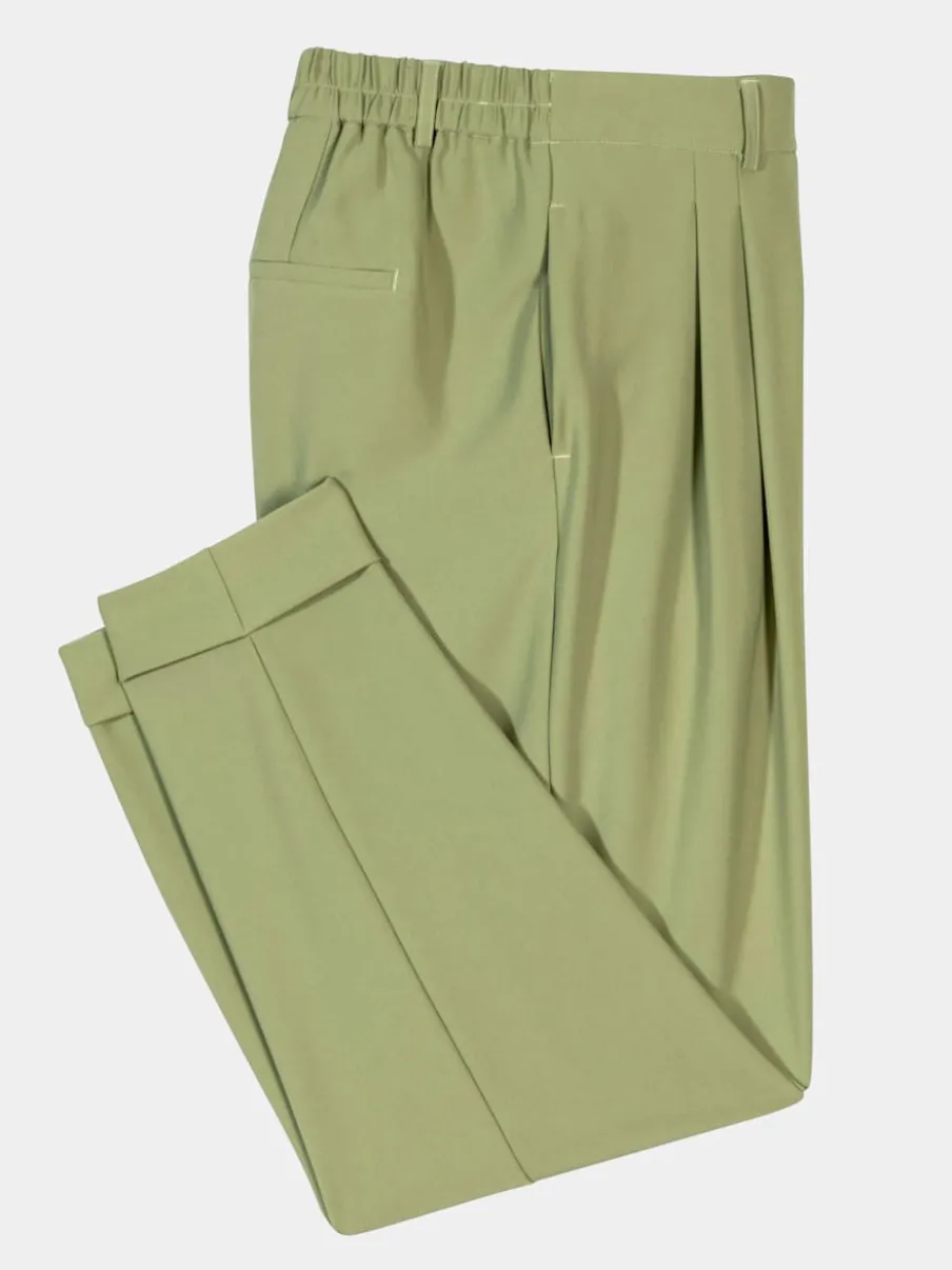 Pantalons à pinces avec ceinture élastique et poches
