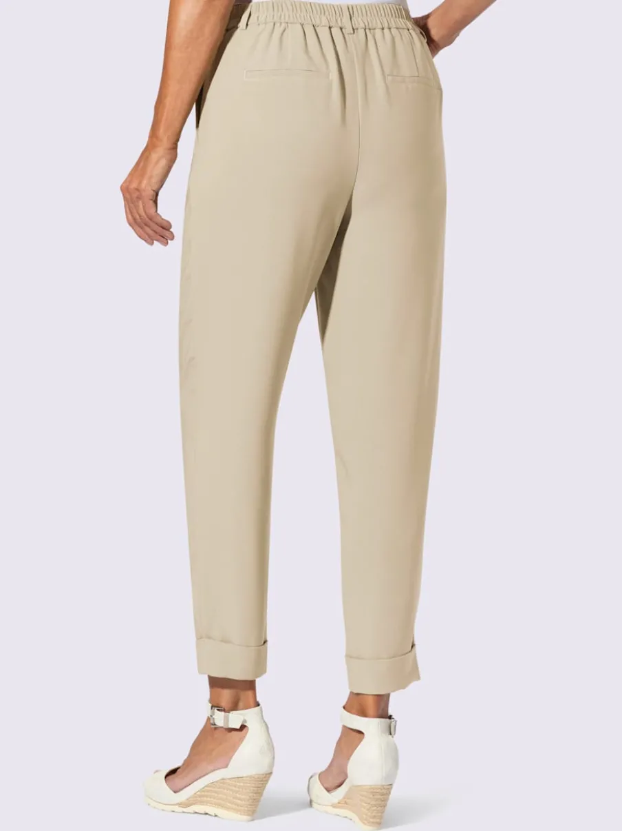 Pantalons à pinces avec ceinture élastique et poches