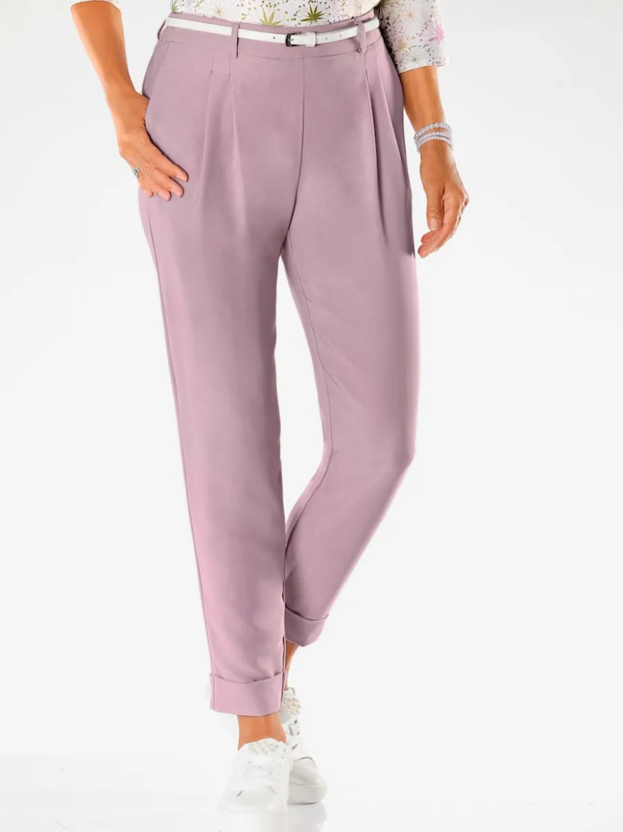 Pantalons à pinces avec ceinture élastique et poches