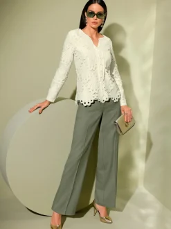 Pantalons plissés en mélange de laine chaude confortables