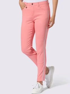 Pantalons 5 poches avec broderie et pierres brillantes