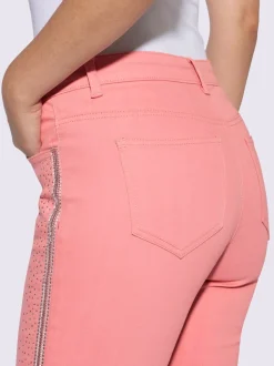 Pantalons 5 poches avec broderie et pierres brillantes