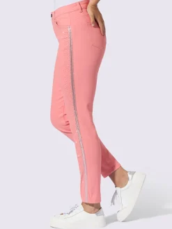 Pantalons 5 poches avec broderie et pierres brillantes