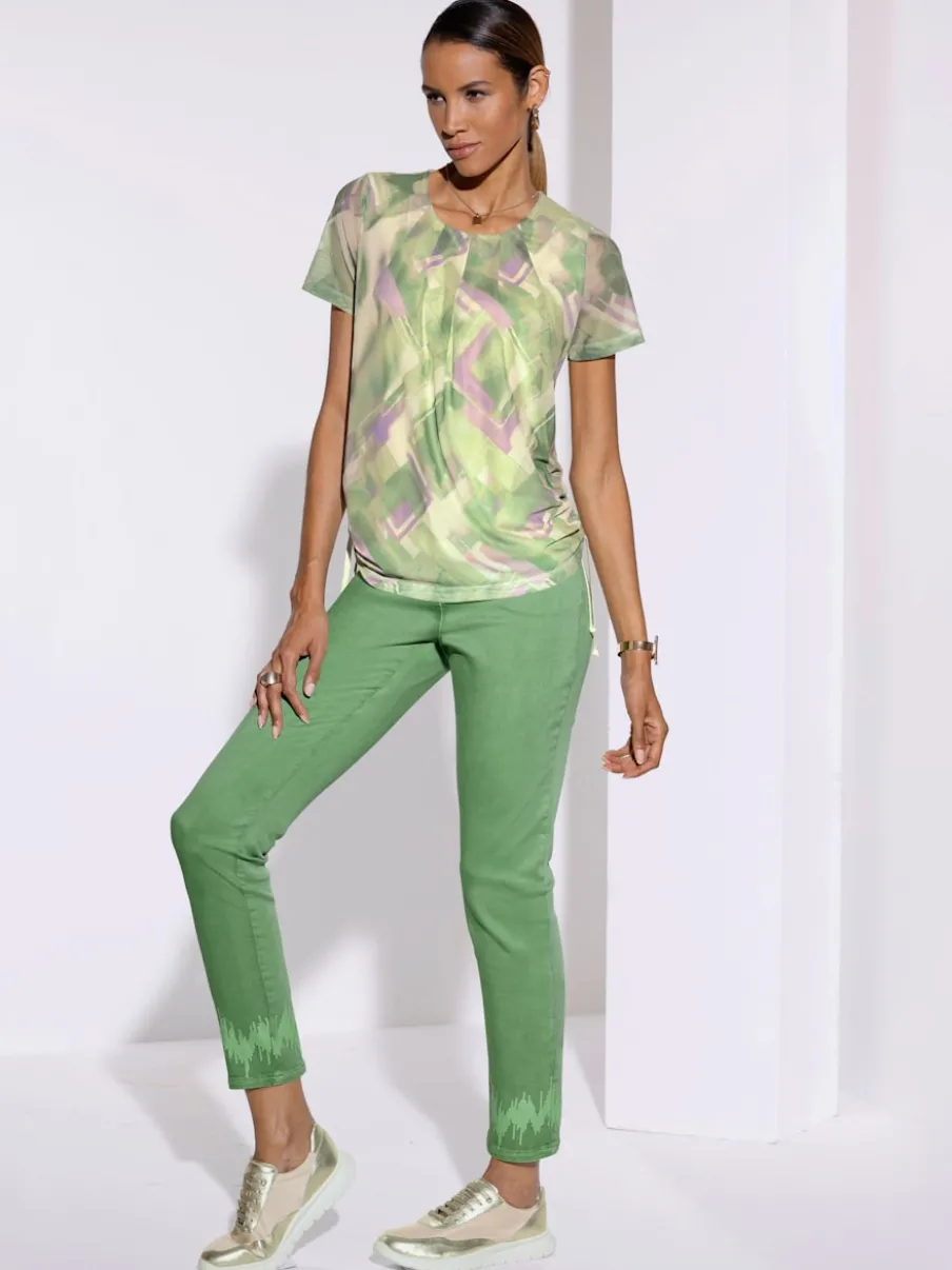 Pantalons 5 poches en coton avec paillettes scintillantes