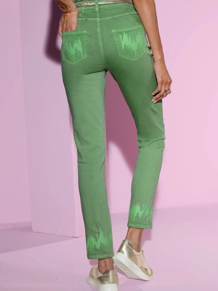 Pantalons 5 poches en coton avec paillettes scintillantes