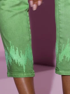 Pantalons 5 poches en coton avec paillettes scintillantes