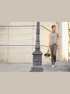 Pantalons à poches fendues en coupe droite élastique