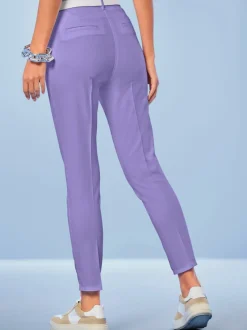 Pantalons skinny extensibles avec poches décoratives et fente