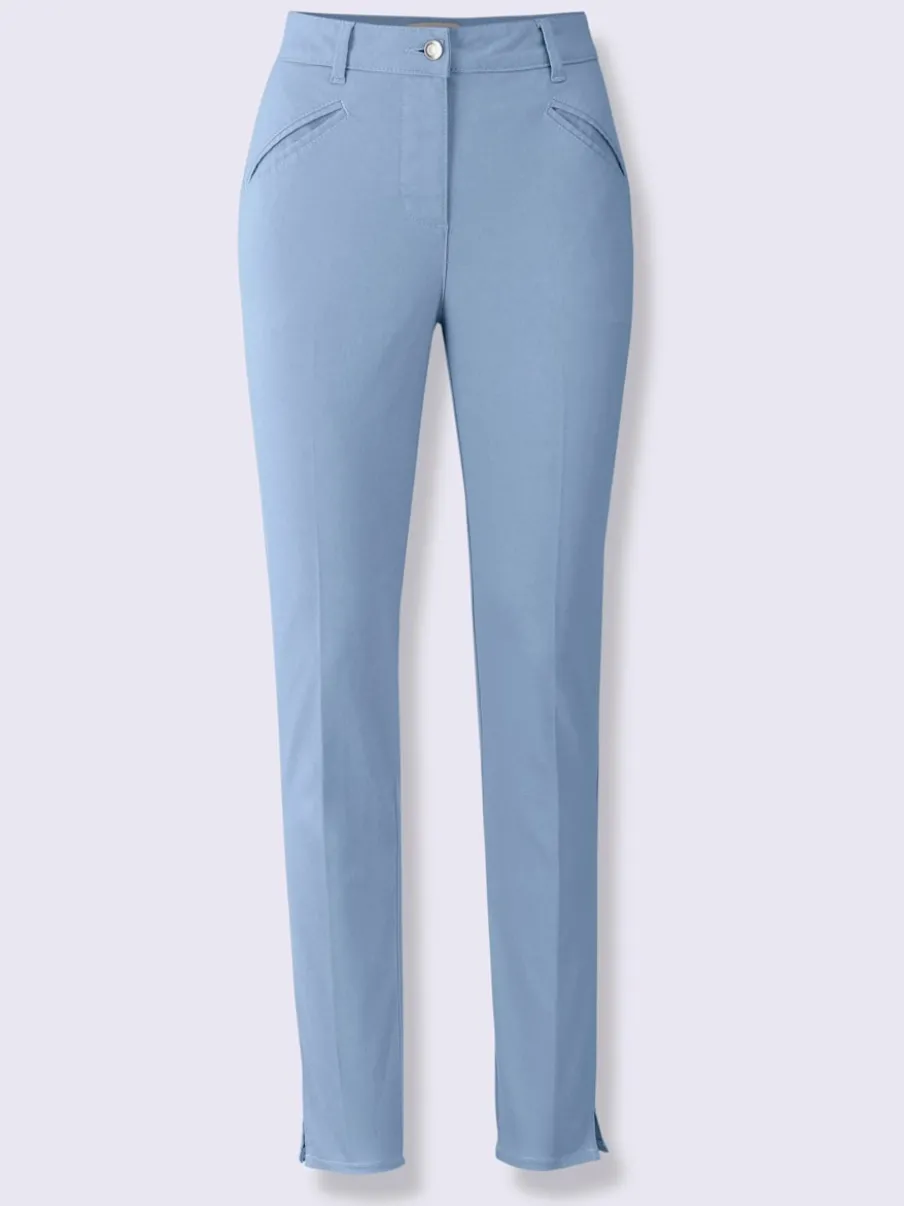 Pantalons skinny extensibles avec poches décoratives et fente