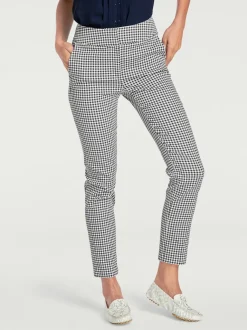 Pantalons skinny à poches fendues et motif géométrique