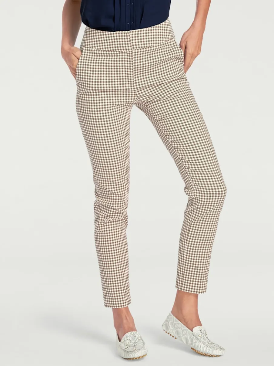 Pantalons skinny à poches fendues et motif géométrique