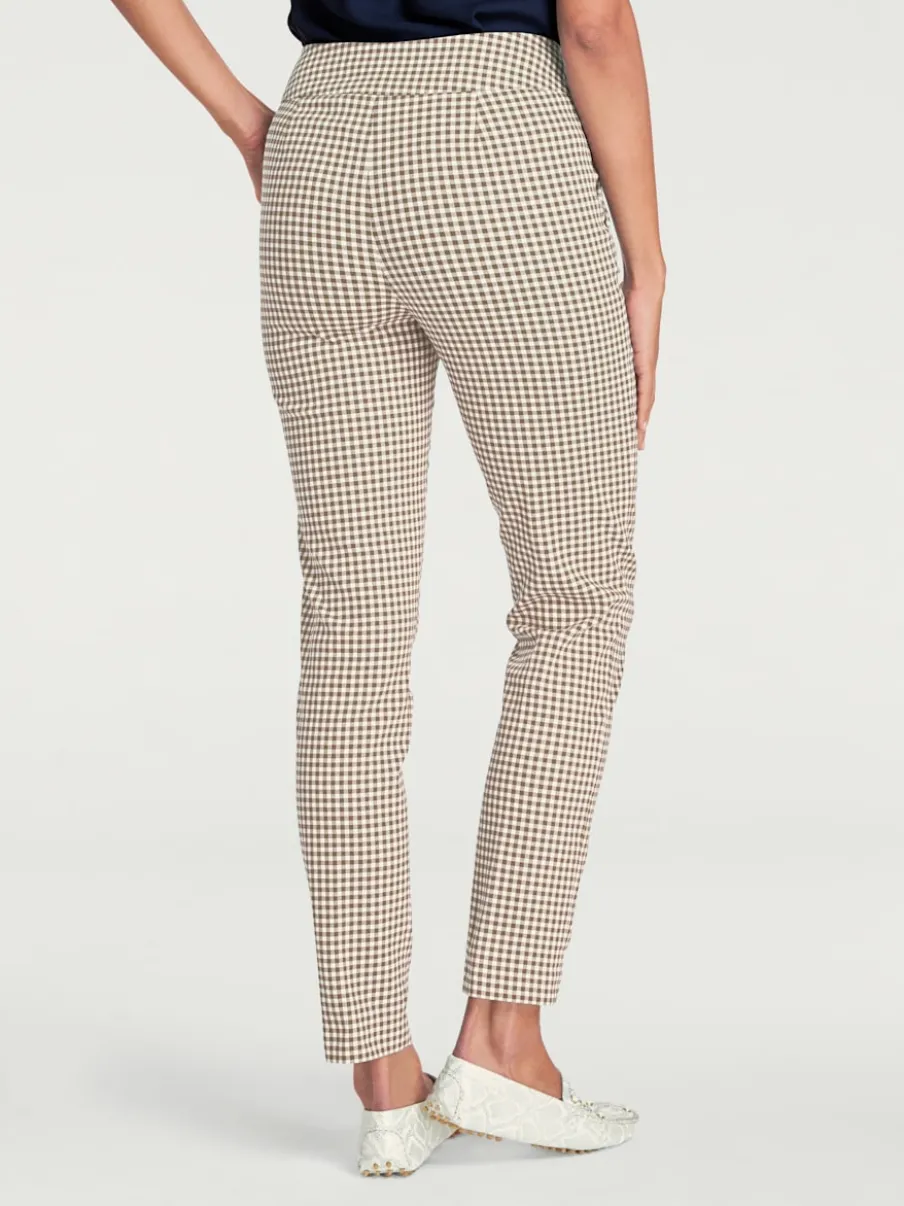 Pantalons skinny à poches fendues et motif géométrique