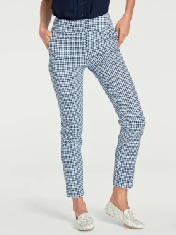 Pantalons skinny à poches fendues et motif géométrique