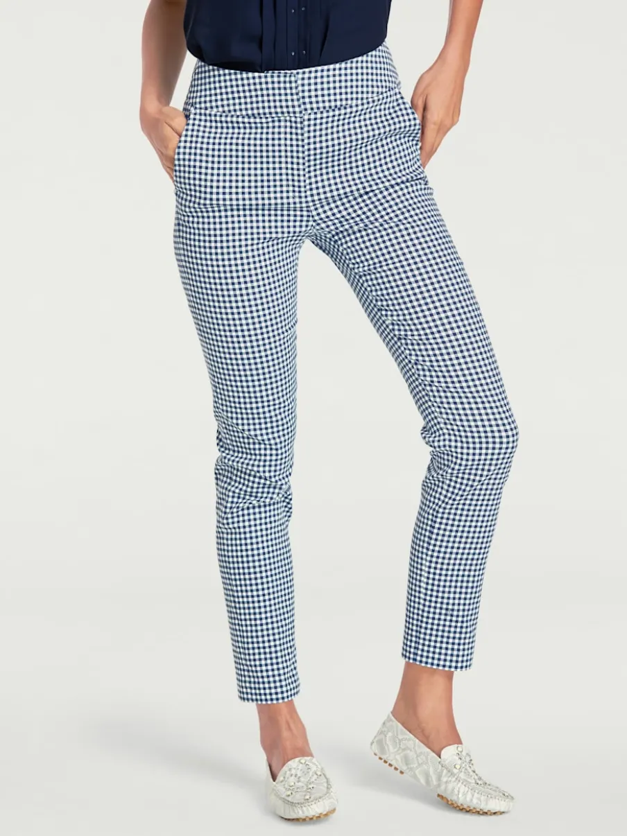 Pantalons skinny à poches fendues et motif géométrique