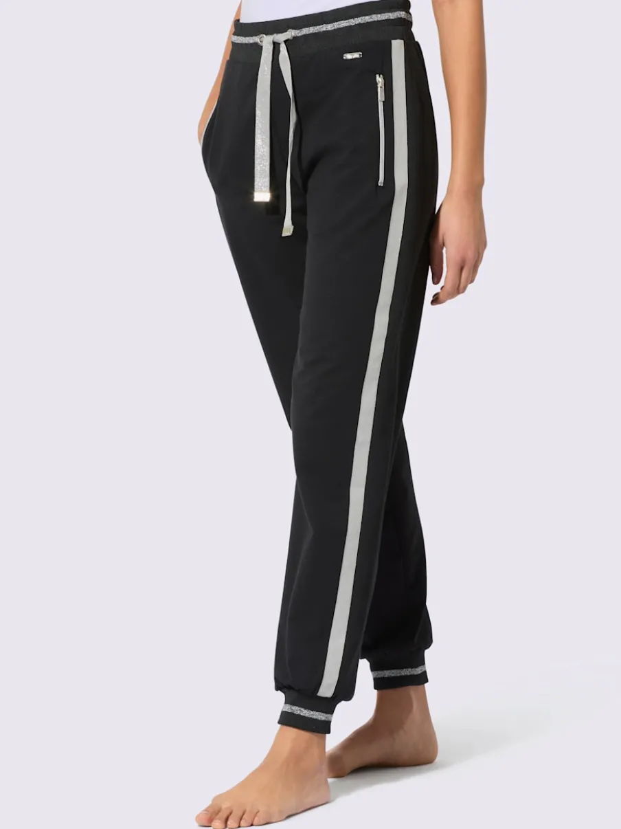 Pantalons sweat avec fils brillants et poches zippées