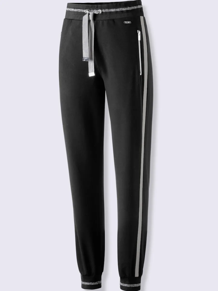 Pantalons sweat avec fils brillants et poches zippées