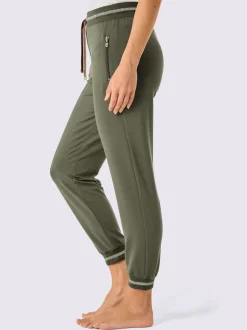 Pantalons sweat doux avec ceinture rayée et poches