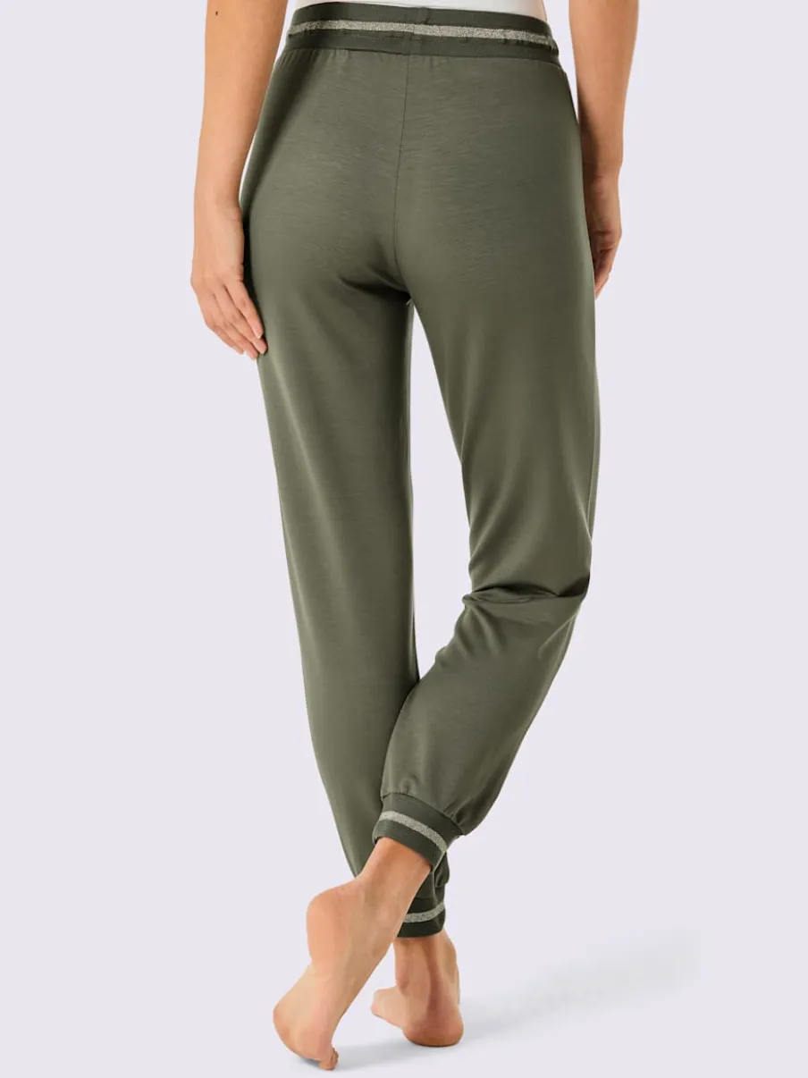 Pantalons sweat doux avec ceinture rayée et poches