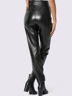 Pantalons synthétiques taille haute avec coutures décoratives élégantes