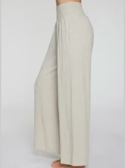 Pantalon structuré à ceinture smockée et poches latérales