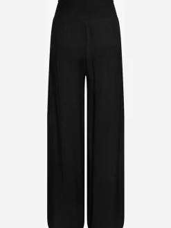 Pantalon structuré à ceinture smockée et poches latérales