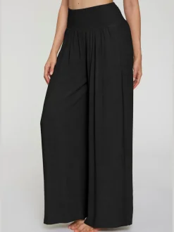 Pantalon structuré à ceinture smockée et poches latérales