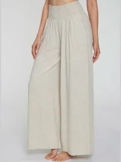 Pantalon structuré à ceinture smockée et poches latérales