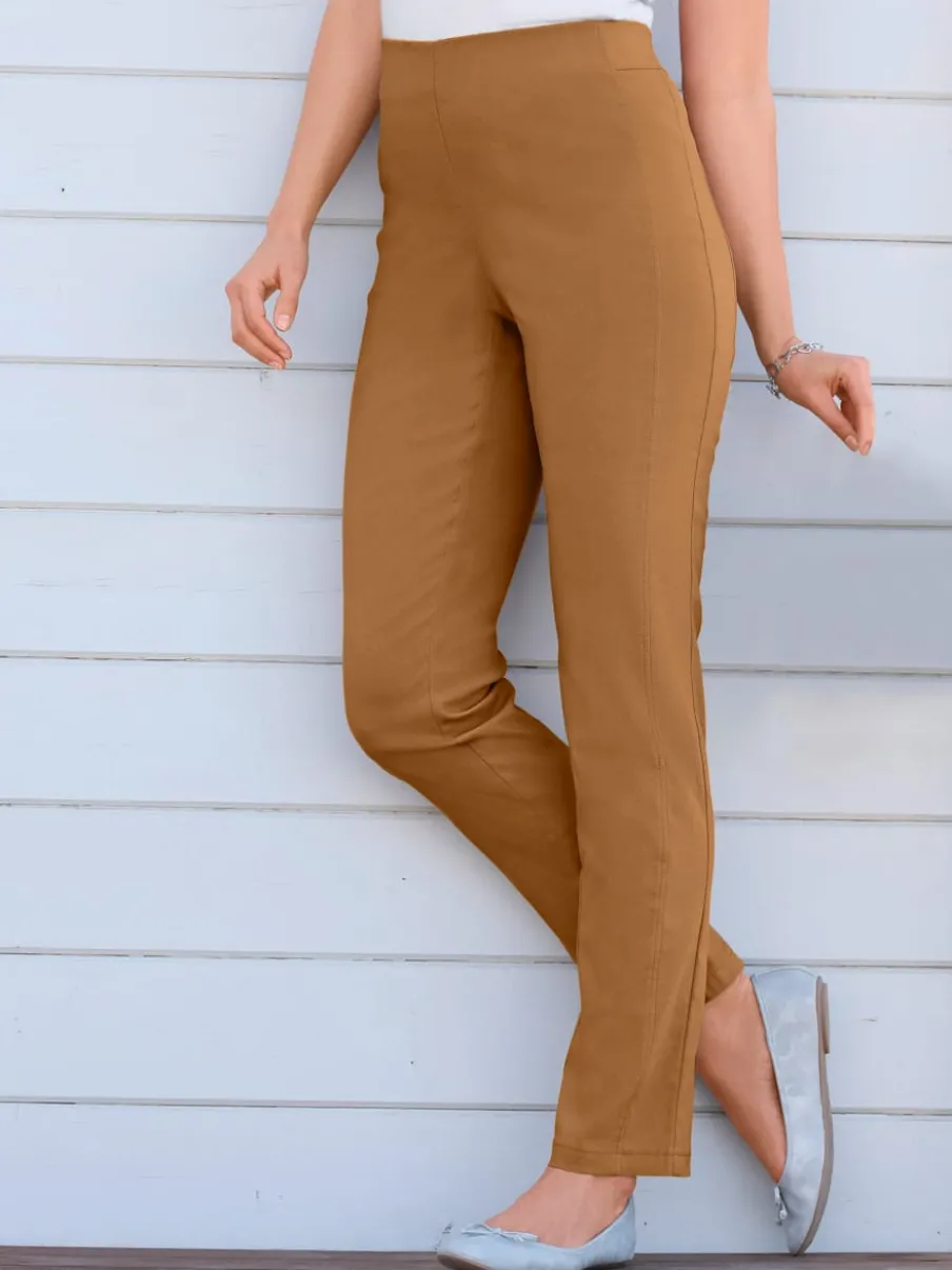 Pantalons unis avec ceinture élastique confortable extensible