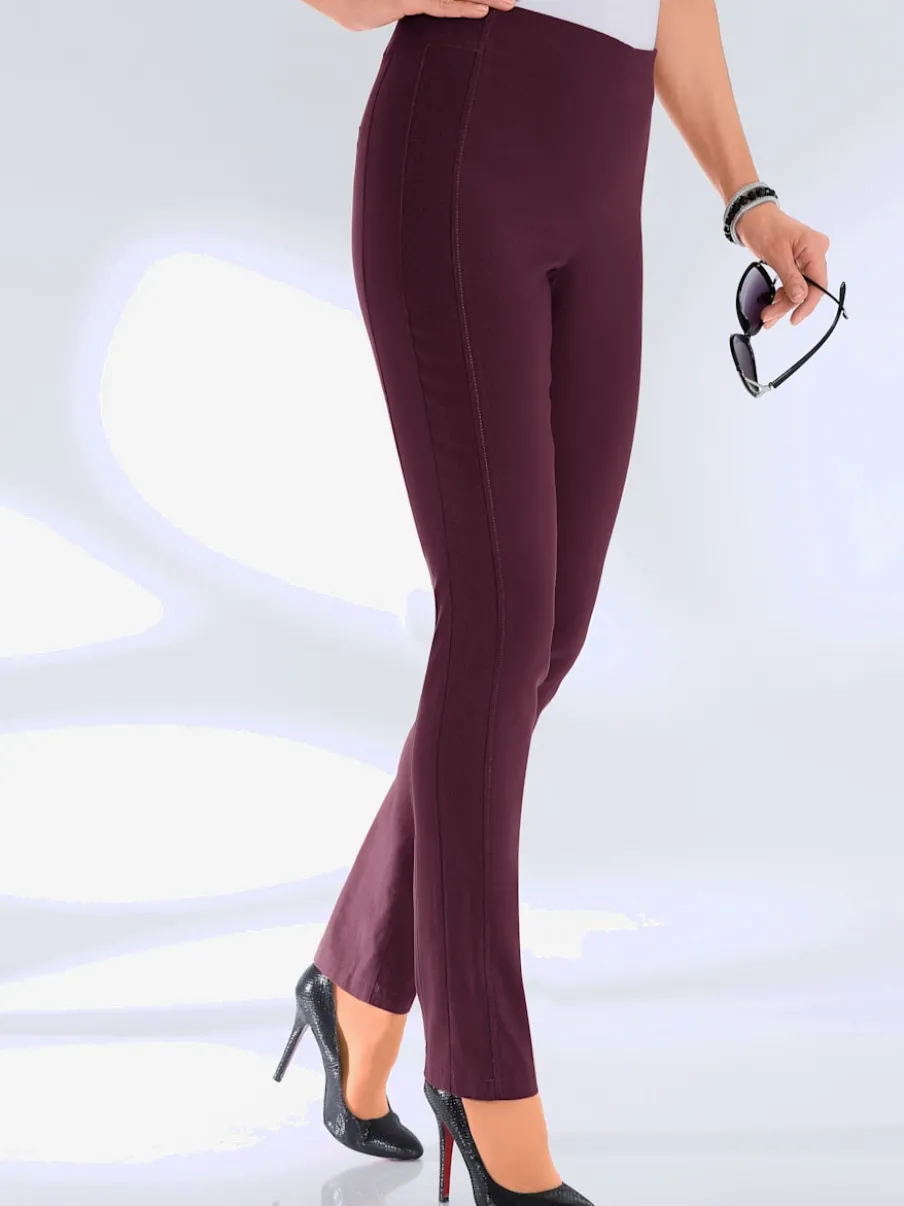 Pantalons unis avec ceinture élastique confortable extensible
