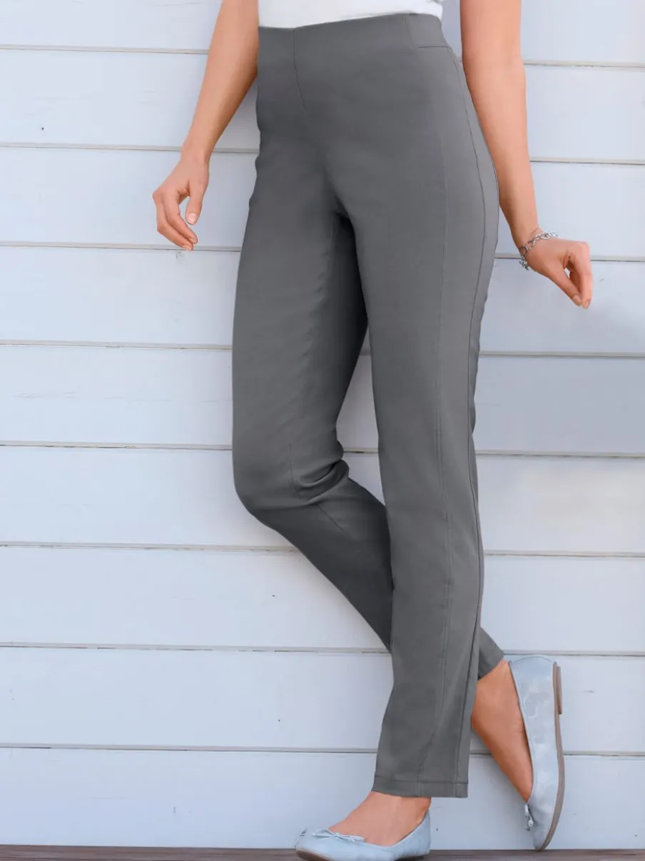 Pantalons unis avec ceinture élastique confortable extensible