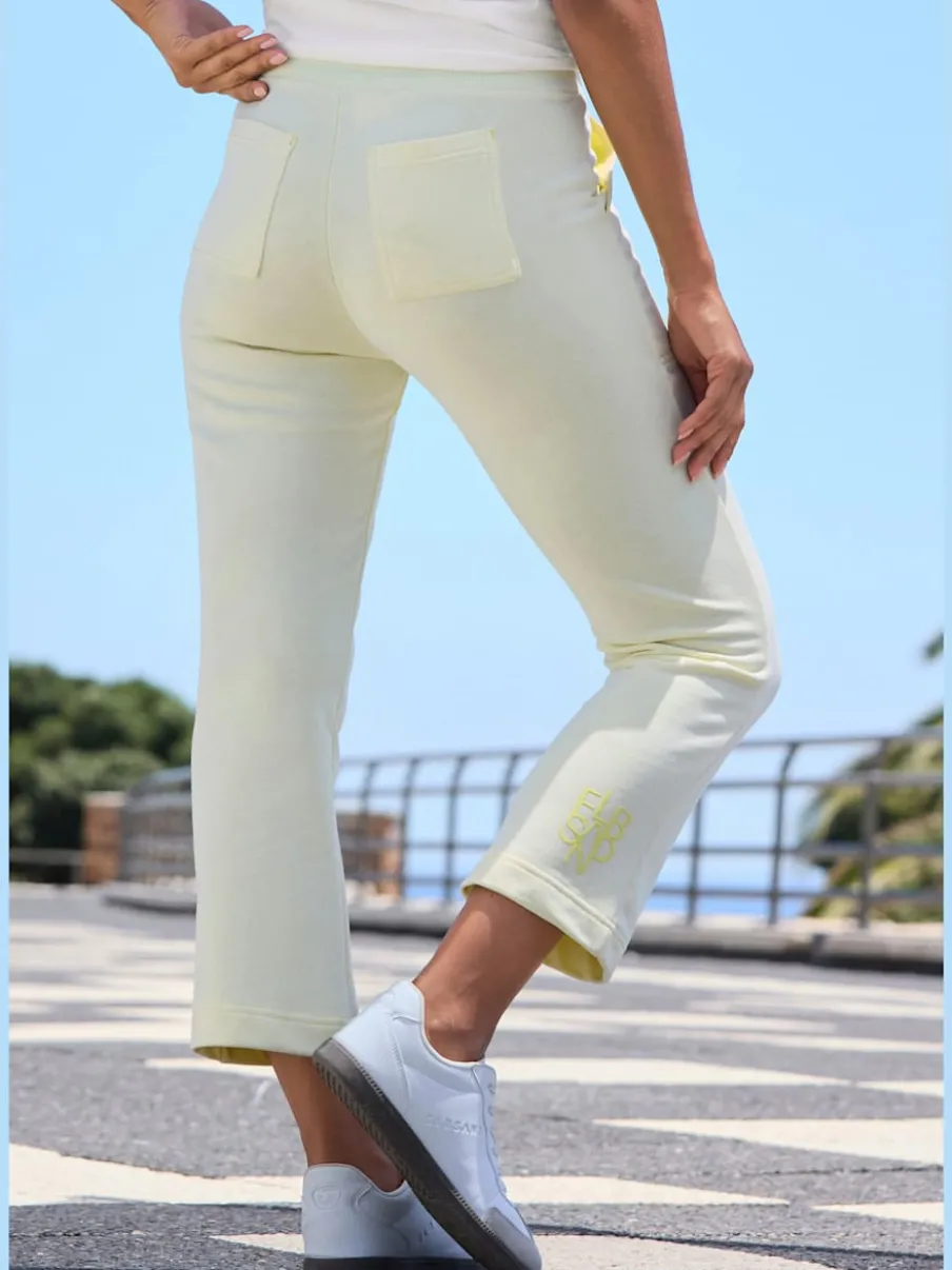 Pantalon sweat 7/8 avec ceinture élastique et poches confortables