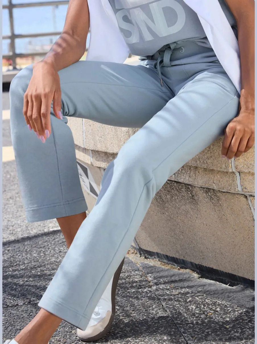 Pantalon sweat 7/8 avec ceinture élastique et poches confortables